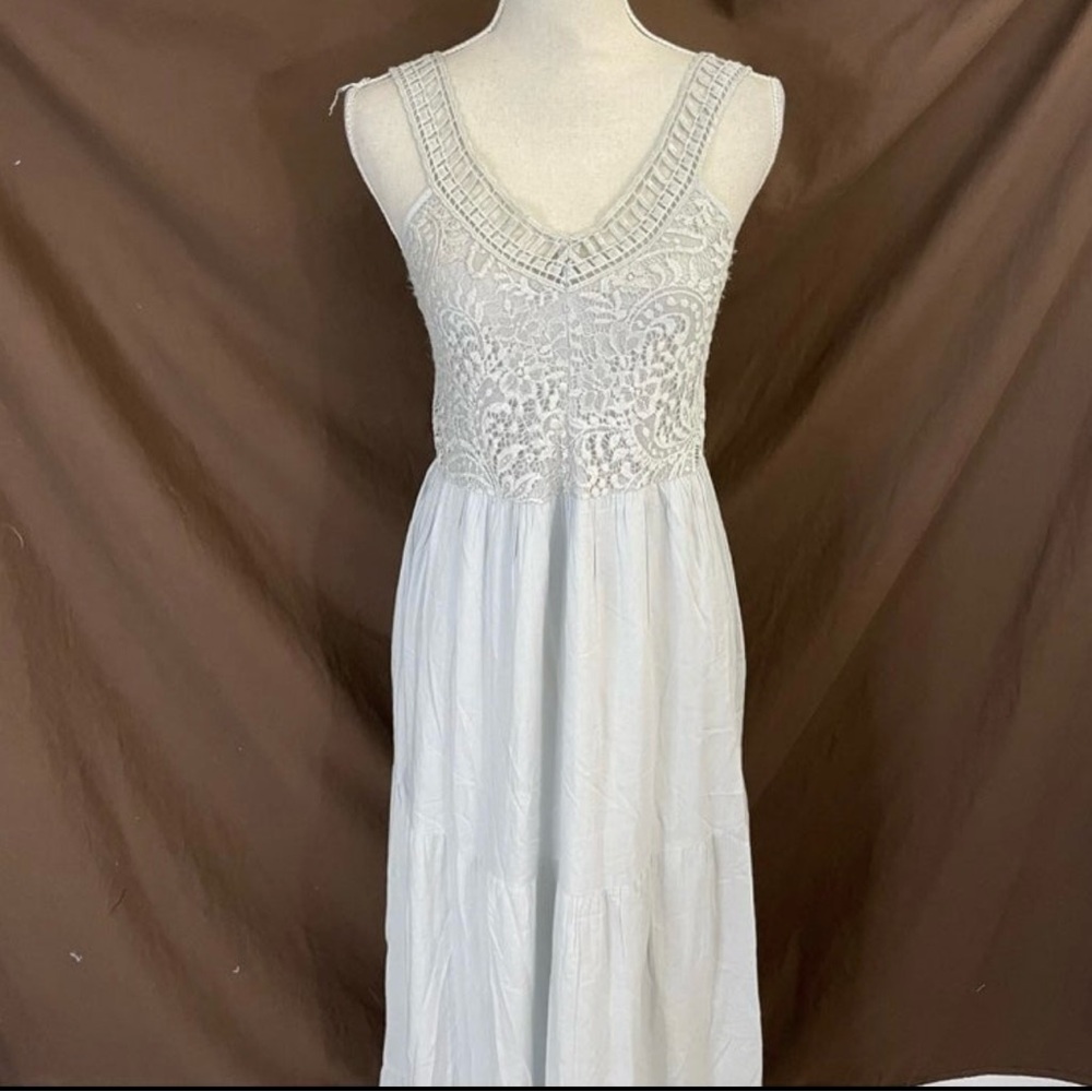 Sundance Elegant Airs Gray Lace Sequin Maxi sundress XL